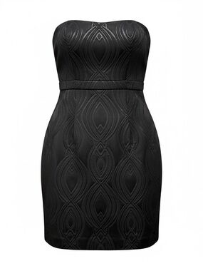 Strapless Black Textured Bodycon Dress